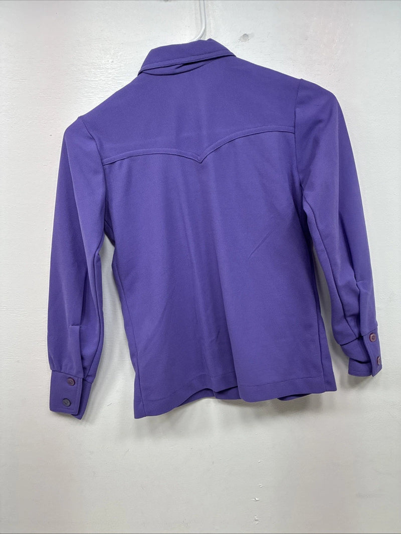 New Women’s Western Fashion Purple Long Sleeve Button Up Size 12 MM-71