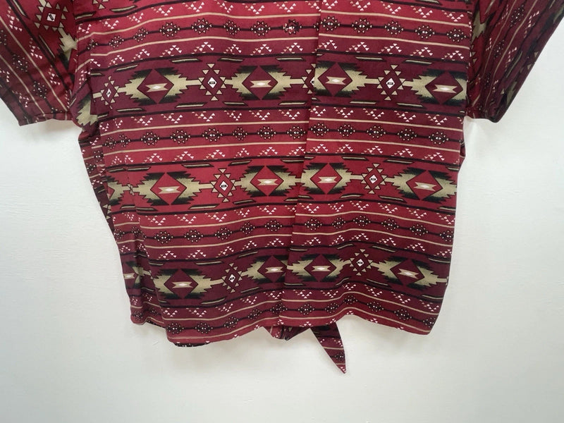 New Women’s Red Aztec Cumberland Outfitters Short Sleeve Button Up Shirt 3B-103