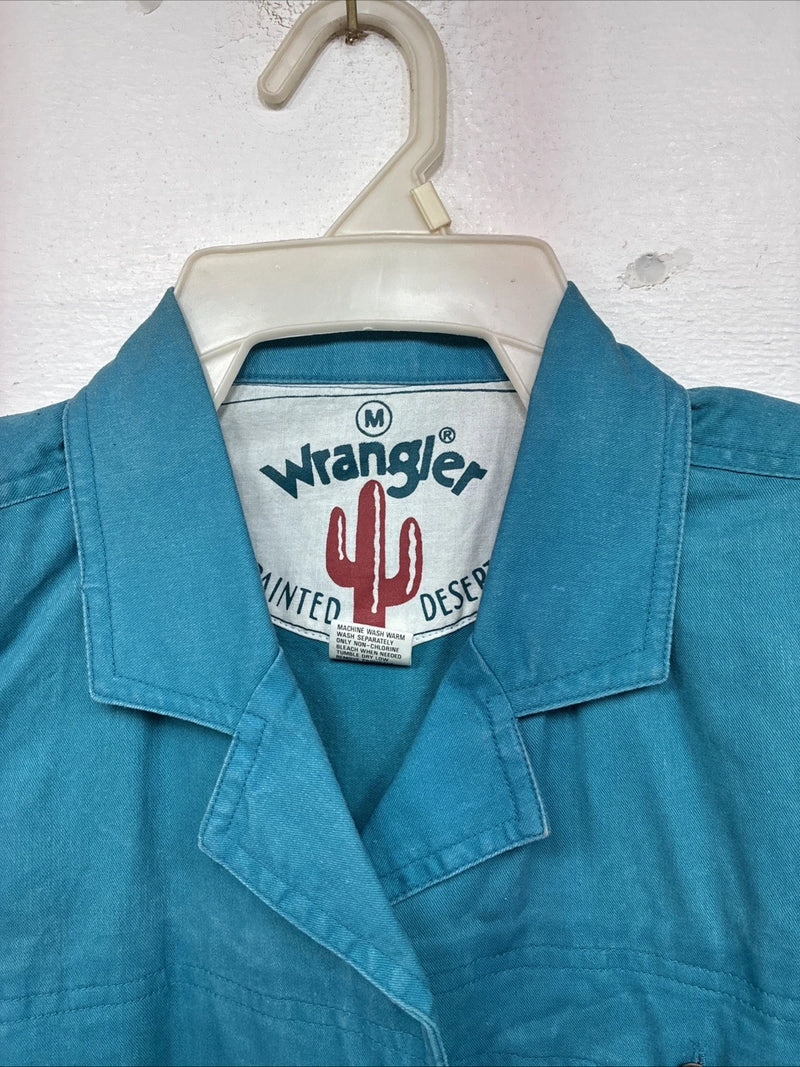 New Women’s Wrangler Blue Short Sleeve Pearl Snap Size Medium YY-50