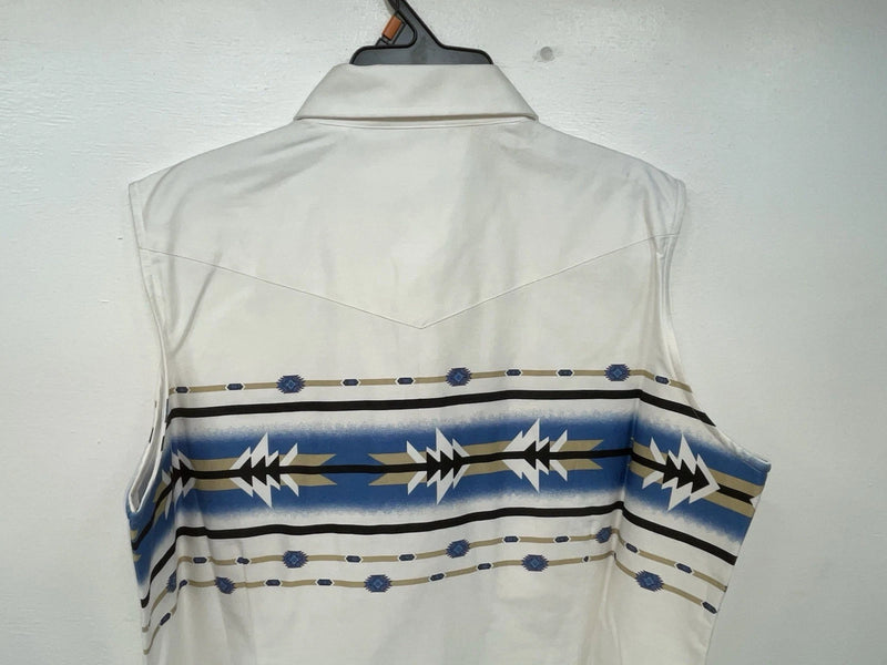 New Women’s White Aztec Cumberland Outfitters Cut Off Button Up Shirt M 3B-51
