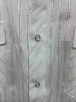 New Men’s White Horse White Stripe Western Long Sleeve Pearl Snap 2XL H-47