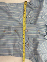 New Miss ELY Cattleman Blue Stripe Long Sleeve Pearl Snap Size 6 DD-145