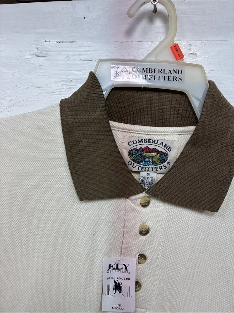 New Men’s Cumberland Brown Western Design Short Sleeve Polo Medium K-51