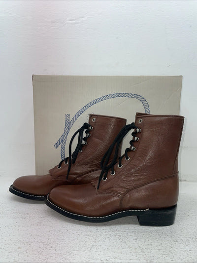 New Men’s Brown Lace Up A Jama Product Cowboy Boots. Y 5117 G 4.5 4 1/2. 2-57