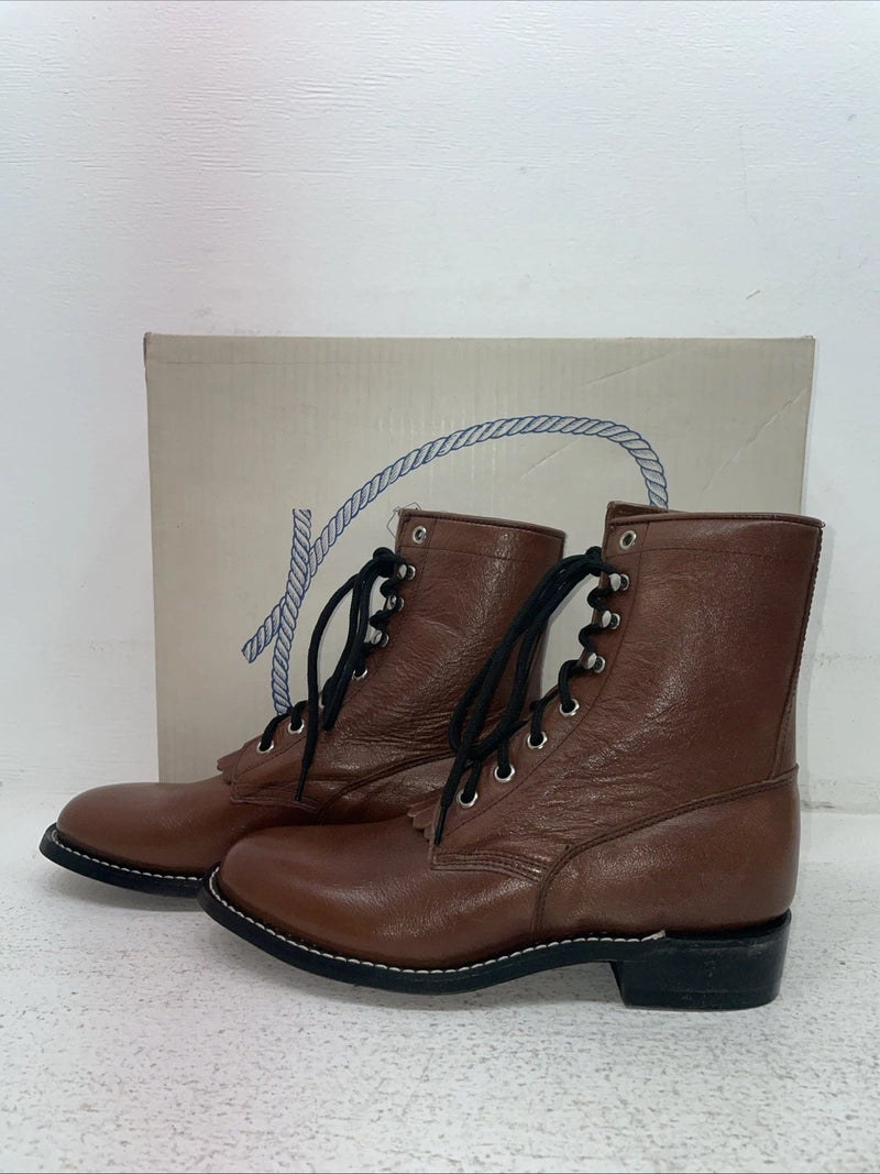 New Men’s Brown Lace Up A Jama Product Cowboy Boots. Y 5117 G 4.5 4 1/2. 2-57