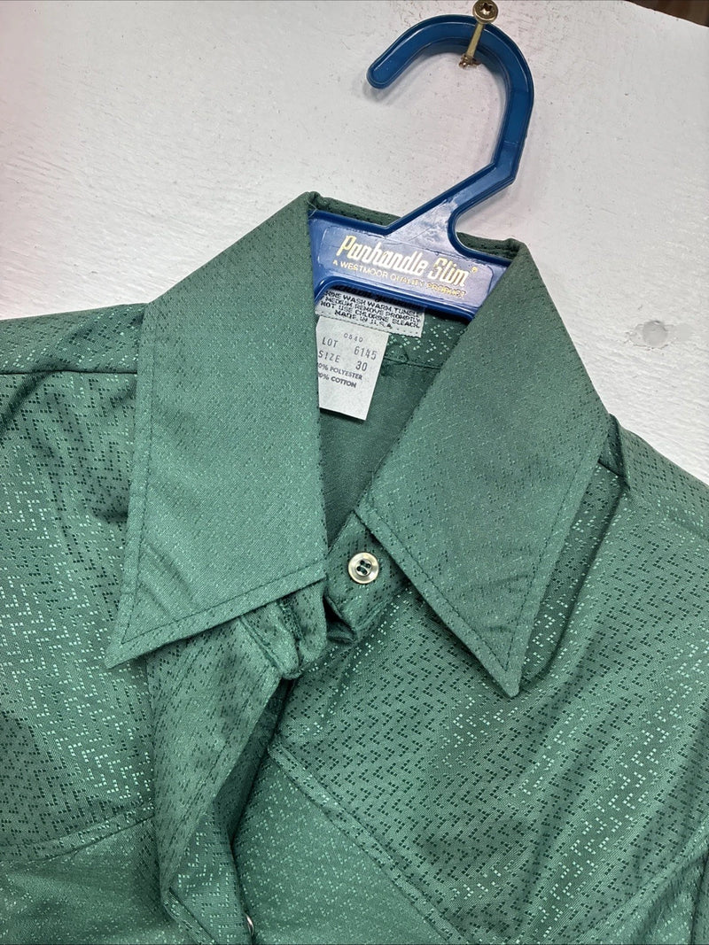 New Women’s Panhandle Slim Green Long Sleeve Pearl Snap Size 30 LL-58