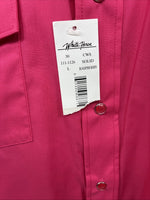New Men’s White Horse Pink Simple Long Sleeve Pearl Snap Large Q-18