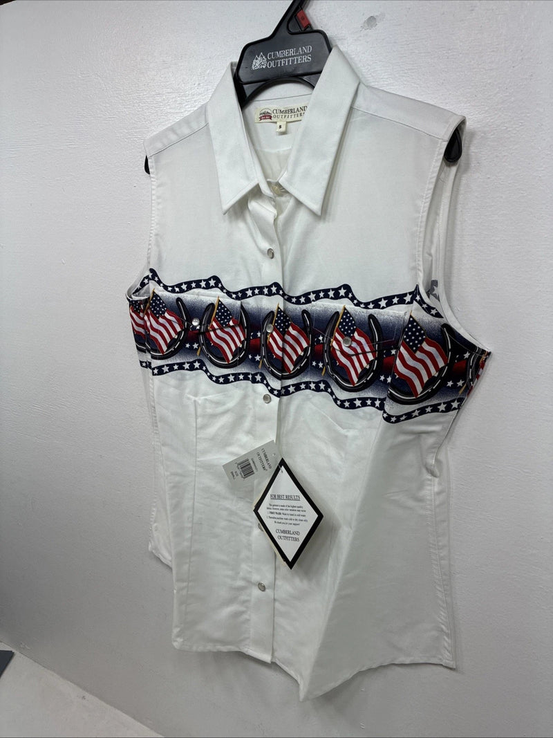 New Women’s Cumberland White Designed Short Sleeve Pearl Snap MM-70