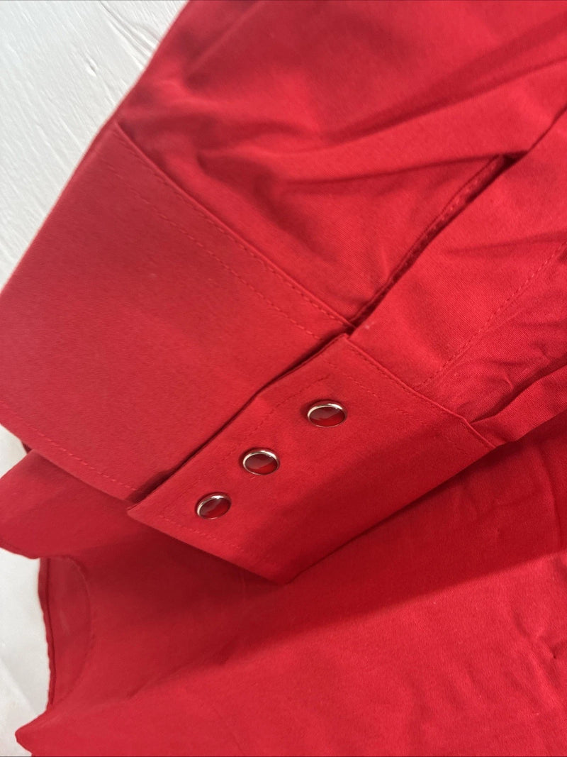 New Men’s ELY Cattleman Red Simple Long Sleeve Pearl Snap 18.5 X 35 2XL K-94
