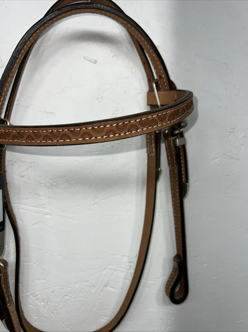 New Tough 1 Leather Pony 5/8” Browband Headstall W Split Reins #42-880 U-33