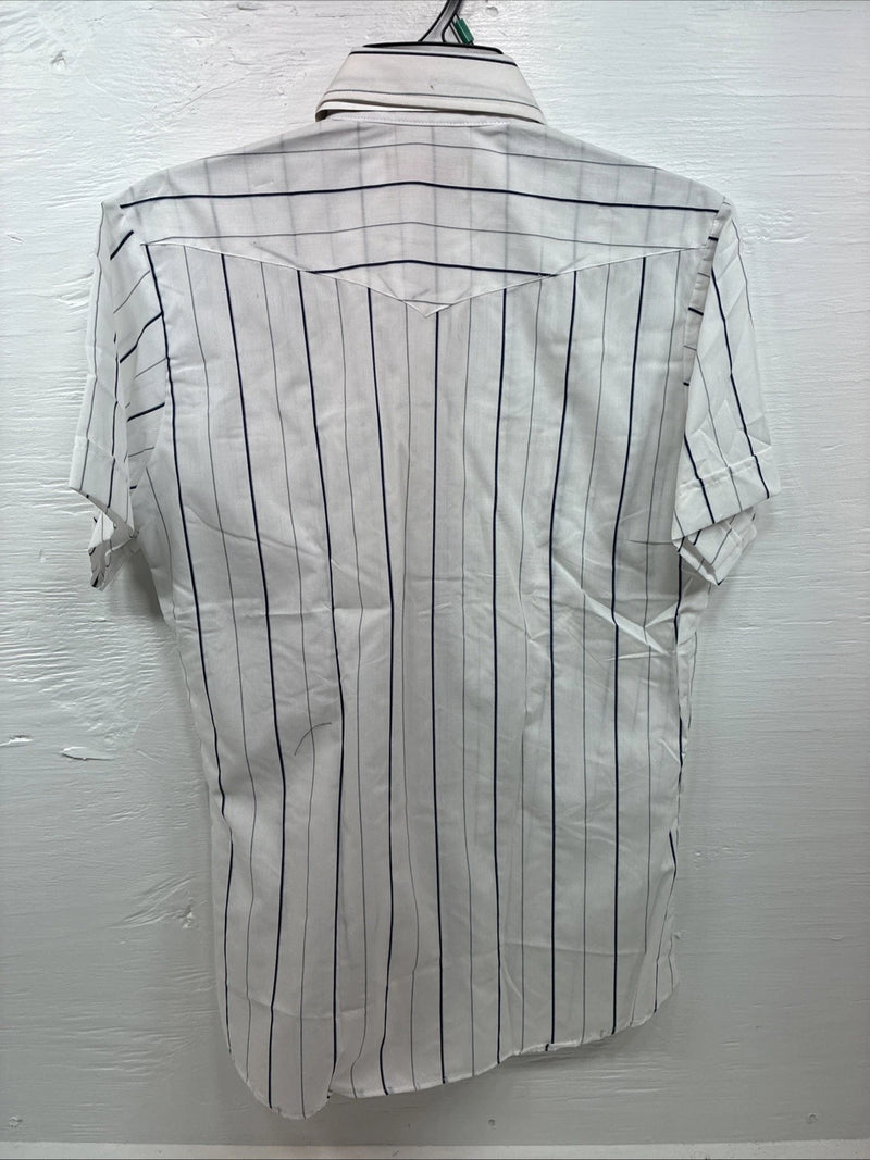 New Men’s Panhandle Slim White Stripe Short Sleeve Pearl Snap 15.5 Medium V-20