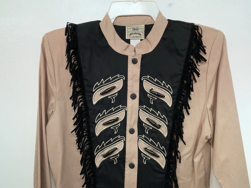 New Women’s Brown With Fringe 1849 Authentic Ranchwear  Button Up 3B-111