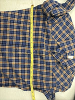 New Kids Panhandle Slim Blue Gold Plaid Long Sleeve Pearl Snap Size 10 CC-81