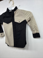 New Kids Cowboy Threads Black Tan Long Sleeve Button Up Size 5 TT-24