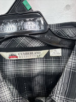 New Women’s Cumberland Black Plaid Long Sleeve Pearl Snap XL II-15