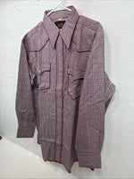 New Men’s Champion Western Red Plaid Long Sleeve Pearl Snap 16.5 Large X-68