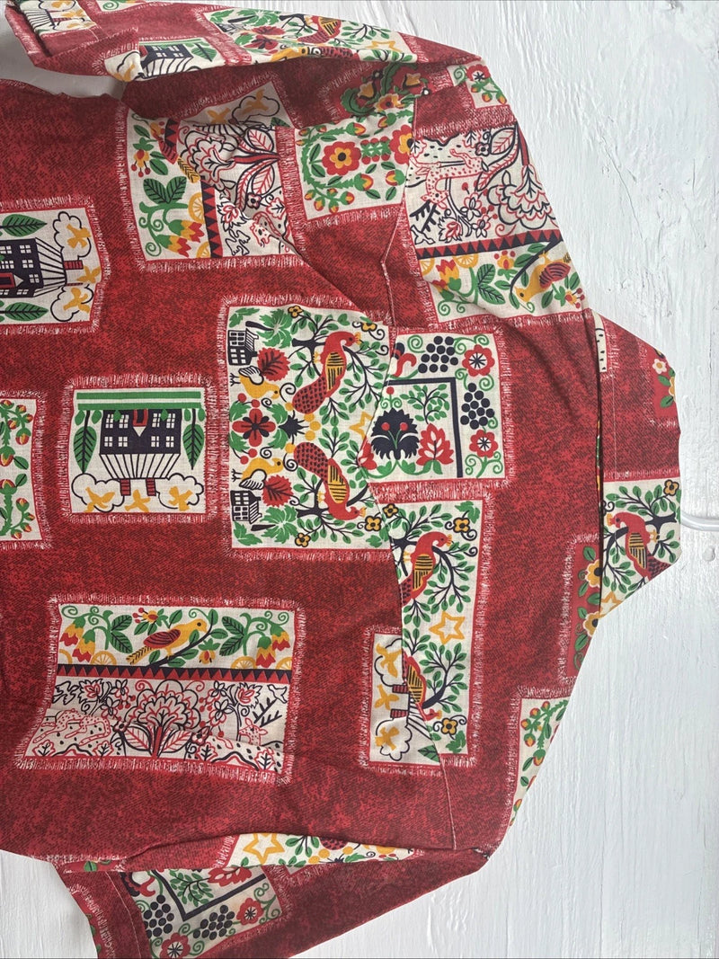 New Men’s Panhandle Slim Red Designed Short Sleeve Pearl Snap 15 Medium T-85