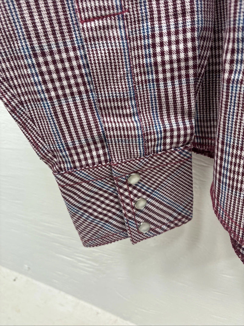 New Teens Champion Western Red Design Long Sleeve Pearl Snap Size 16 CC-105