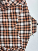 New Women’s Panhandle Slim Orange Plaid Long Sleeve Pearl Snap Size 30 KK-56