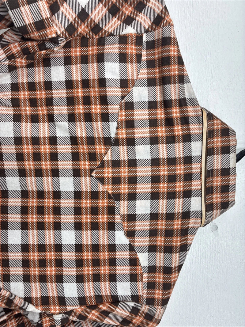 New Women’s Panhandle Slim Orange Plaid Long Sleeve Pearl Snap Size 30 KK-56