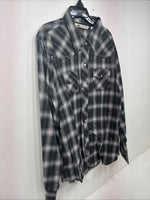New Women’s Cumberland Black Plaid Long Sleeve Pearl Snap 2XL GG-12