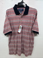 New Men’s Wrangler Pink Stripe Short Sleeve Polo Shirt Large DD-10