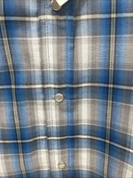 New Kids ELY Cattleman Blue Plaid Long Sleeve Pearl Snap Size 14 DD-39