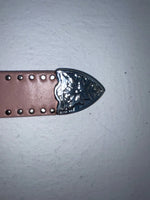 New Pink Genuine Leather Nocona Silver Bling 36” Belt #N1344999 Z-87