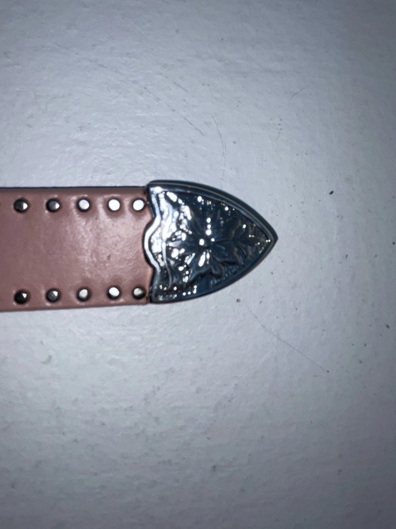 New Pink Genuine Leather Nocona Silver Bling 36” Belt #N1344999 Z-87