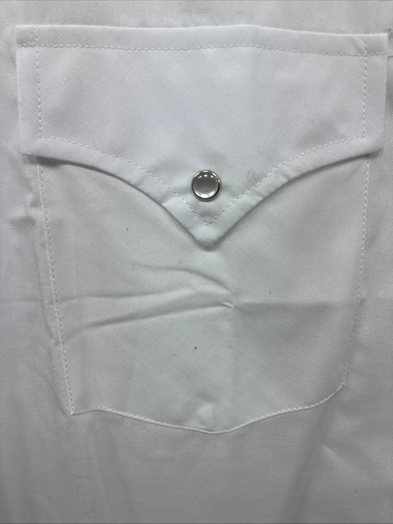 New Men’s ELY Cattleman White Long Sleeve Pearl Snap 16.5 X 36 Large CC-38