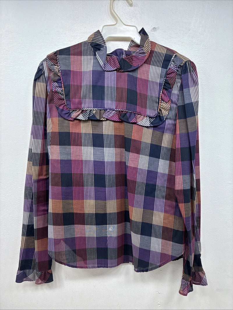 New Women’s Ranch & Town Plaid Long Sleeve Button Up Size 36 MM-128
