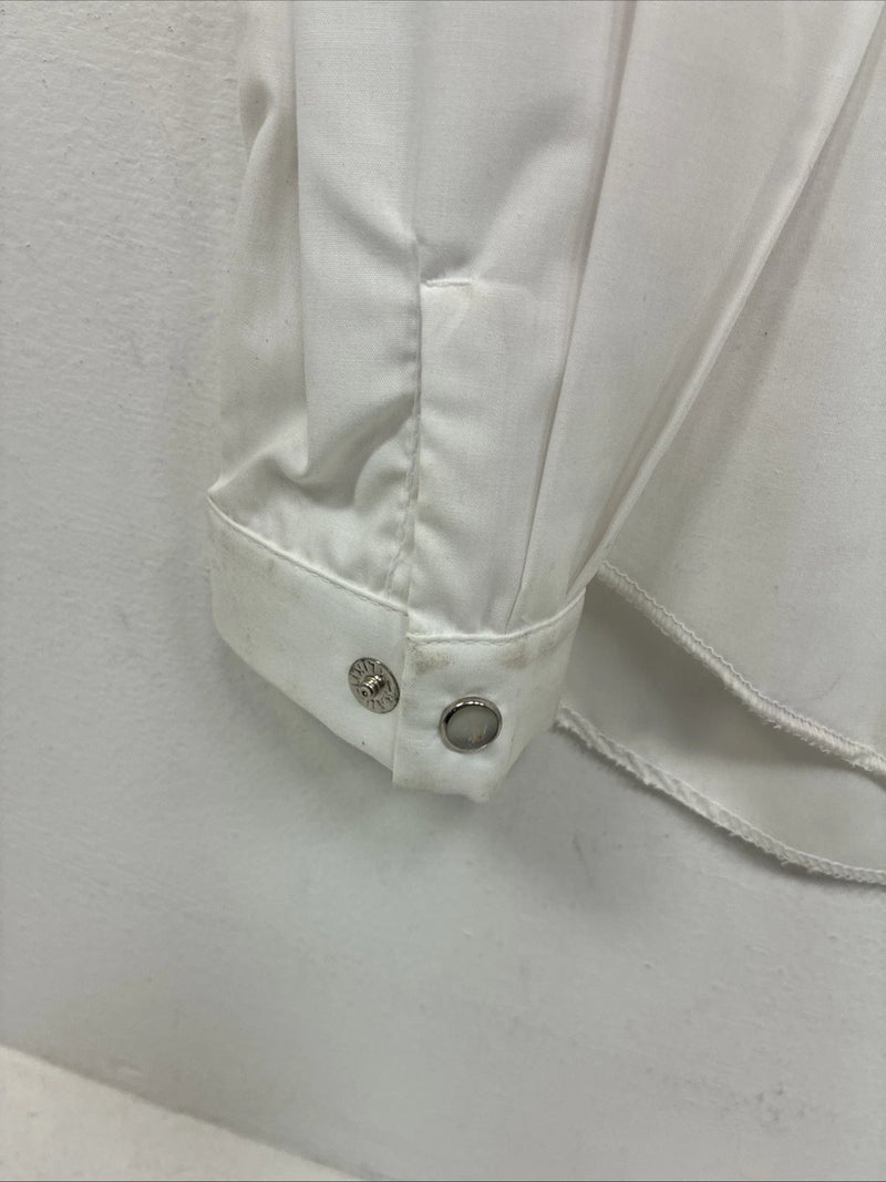 New Women’s H Bar C White Design Long Sleeve Pearl Snap Size 12 KK-108