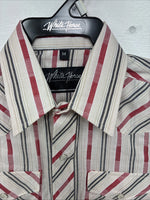 New Boys White Horse Red Stripe Long Sleeve Pearl Snap Medium DD-113