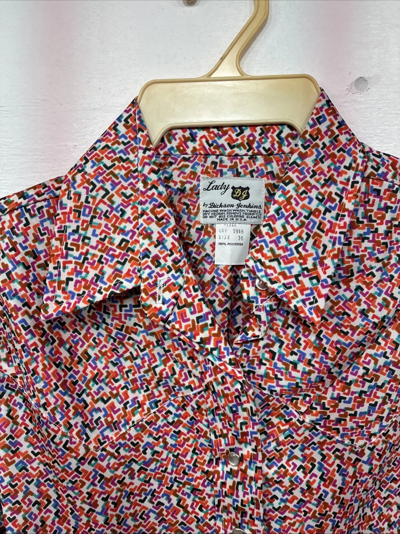 New Women’s Dickson Jenkins Multicolor Long Sleeve Pearl Snap Size 36 LL-73