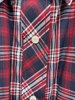 New Men’s White Horse Red Navy Blue Plaid Long Sleeve Pearl Snap XL H-78