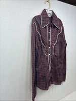 New Women’s Mr. Nick Red Plaid Long sleeve Button Up Size 8 Small KK-47