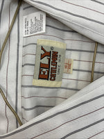 New Men’s ELY Cattleman White Stripped Short Sleeve Pearl Snap 18.5 2XL E-49
