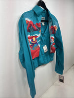 New Women’s Wrangler Blue Designed Long Sleeve Button Up Medium YY-90