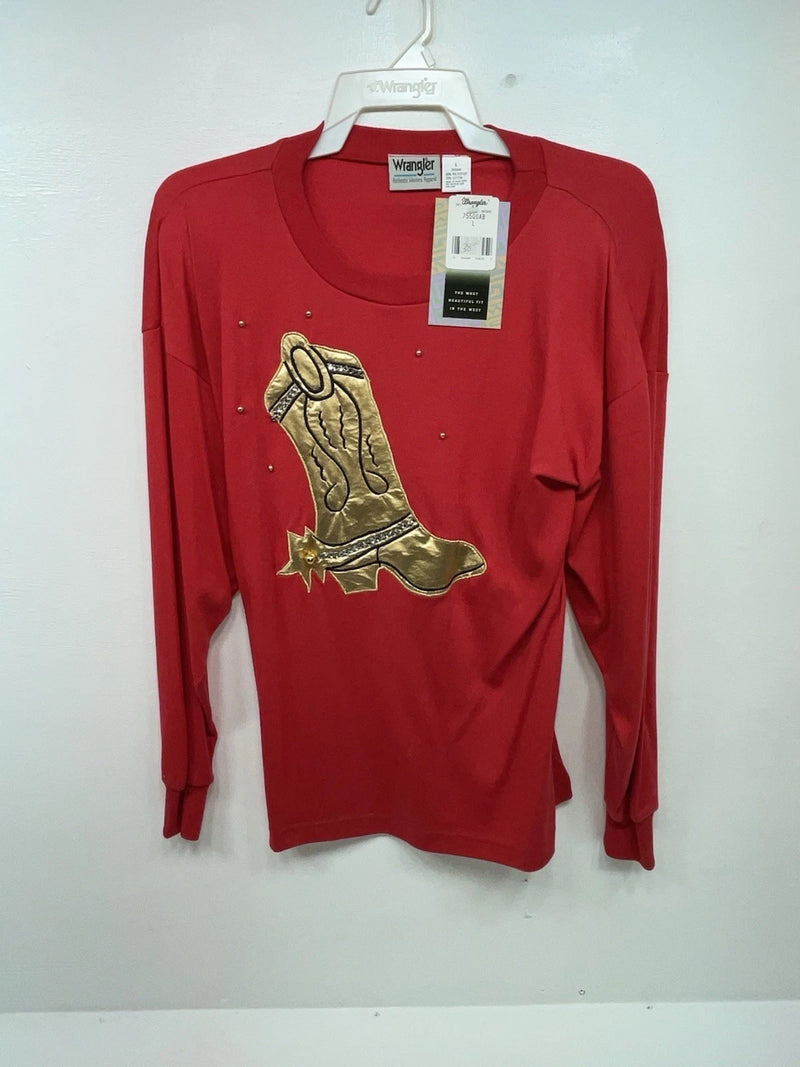 New Women’s Red Wrangler Long Sleeve Shirt L #7550AB 3B-25
