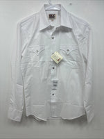 New Boys ELY Cattleman White Long Sleeve Pearl Snap Size 16 KK-46
