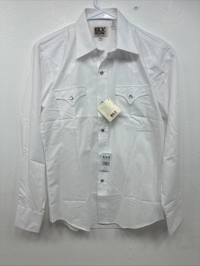 New Boys ELY Cattleman White Long Sleeve Pearl Snap Size 16 KK-46