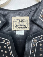 New Women’s 1848 RanchWear Black Rhinestone Sleeveless Vest Zip Up XS YY-38