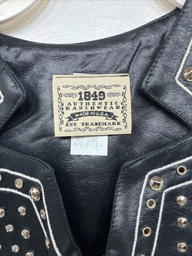 New Women’s 1848 RanchWear Black Rhinestone Sleeveless Vest Zip Up XS YY-38