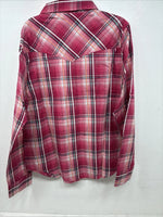 New Women’s Cumberland Pink Plaid Long Sleeve Pearl Snap Large GG-28