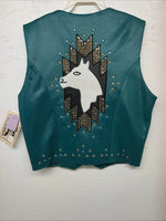 New Woman’s 1849 Authentic Ranchwear Blue Horse Western Show Vest XXS G-600