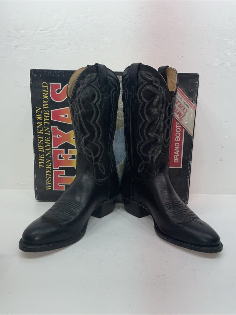 New Men’s Black Texas Brand Cowboy Boots. M 610 10 D. 7-116