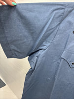 New Men’s ELY Cattleman Blue Embroidered Short Sleeve Pearl Snap 2XL F-82