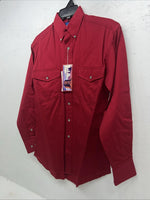 New Men’s Wrangler Red Long Sleeve Pearl Snap 14.5 X 33 Small A-201