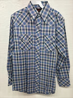 New Men’s Champion Western Purple Plaid Long Sleeve Pearl Snap 14.5 Small O-35