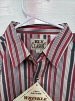 New Kids ELY Classic Red Stripe Long Sleeve Pearl Snap Large CC-74